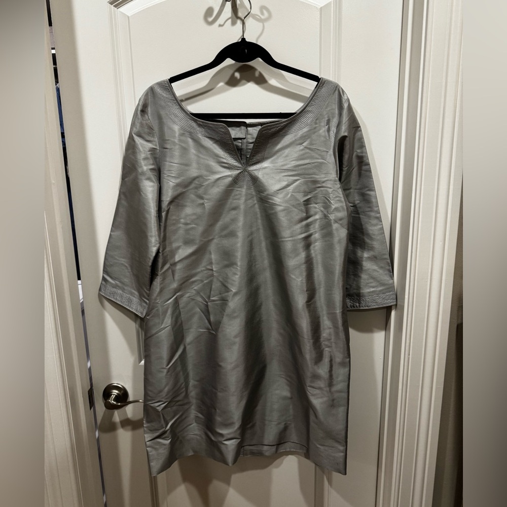 J. Crew Silver Satin Midi Tunic Dress